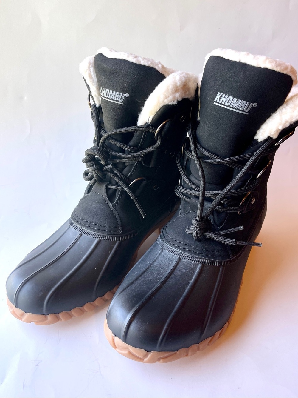 NEW Khombu Black Duck Boots Faux Shearling Lined Thermolite Insulated- Size 8